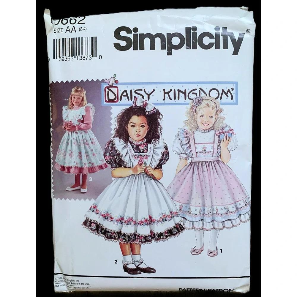 9 DAISY KINGDOM 90s Sew Patterns 6m-8y Girls Big Party Dresses Pinafores Most UC